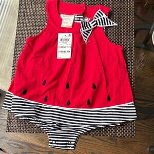 First Impressions Red Dress with Black and White Bow
